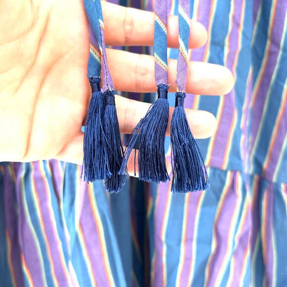 New Natalie Martin Stevie Mini Dress Rayon Batik Striped Lavender Medium - Picture 7 of 10